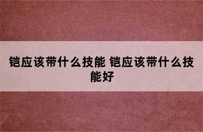 铠应该带什么技能 铠应该带什么技能好